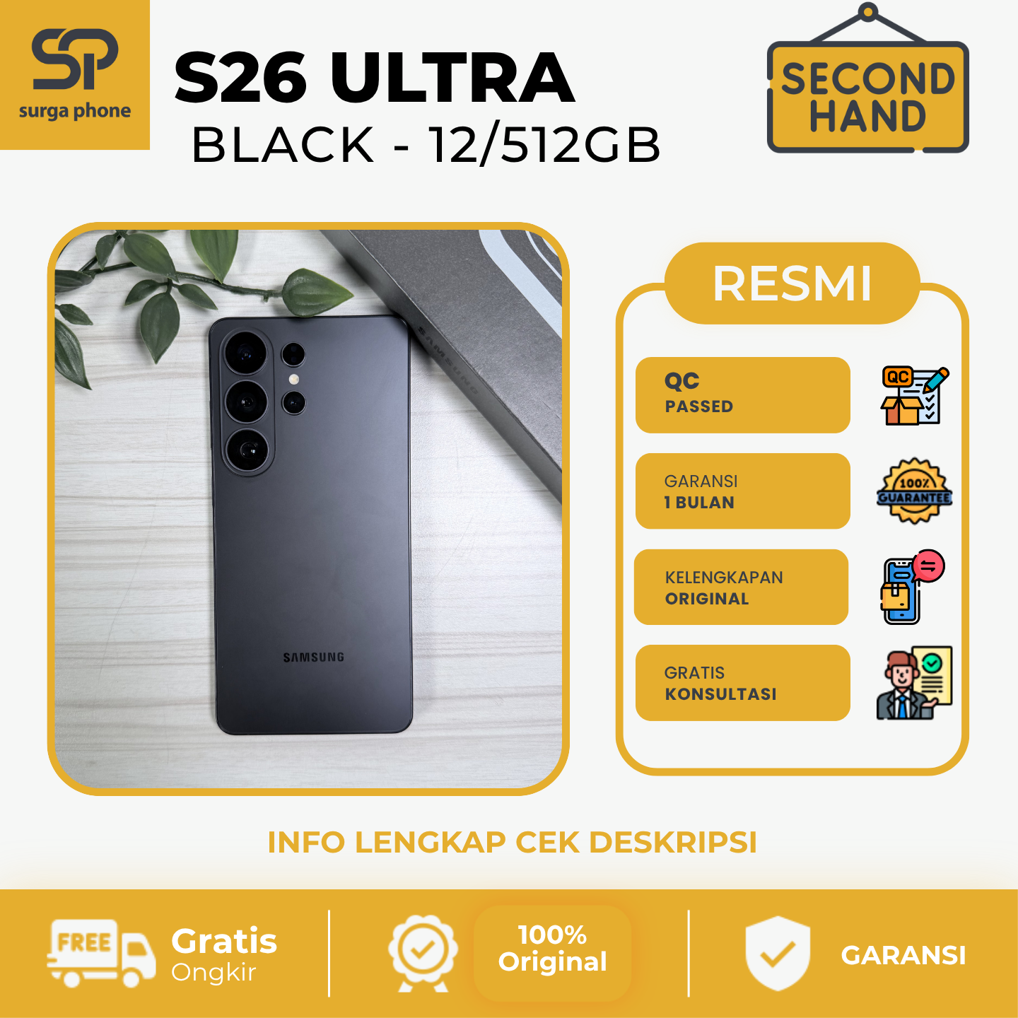 S26 ULTRA BLACK 12/512GB EX RESMI