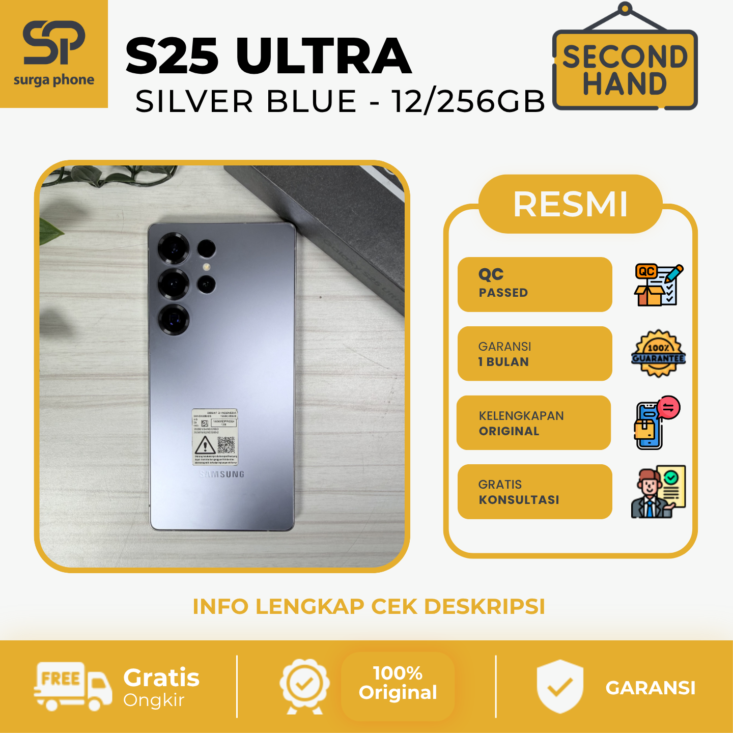 S25 ULTRA SILVER BLUE 12/256GB EX RESMI