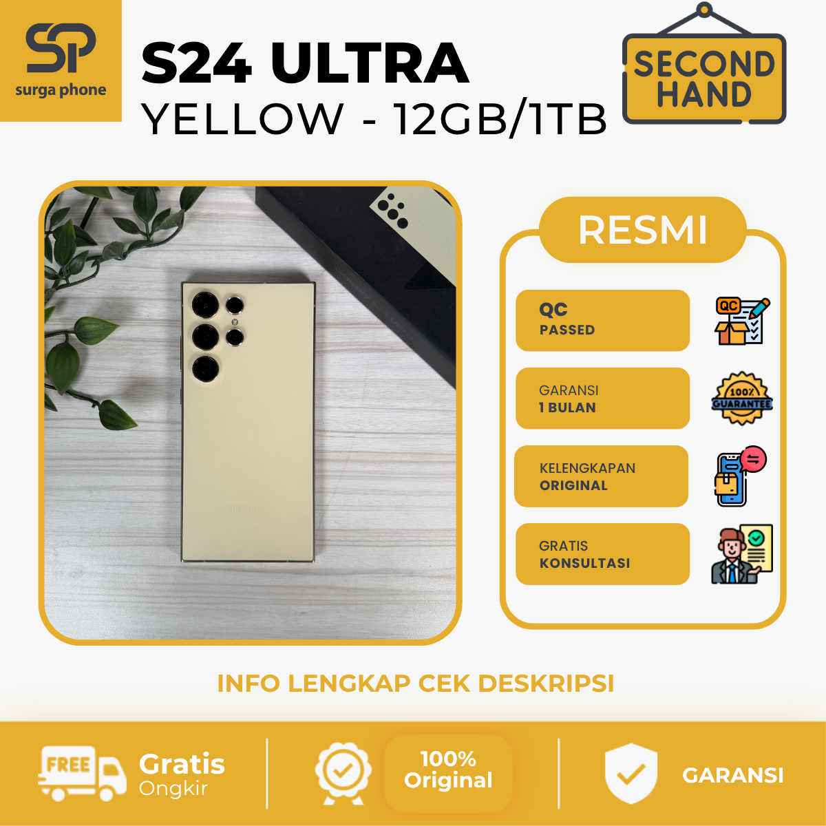 S24 ULTRA YELLOW 12/1TB EX RESMI