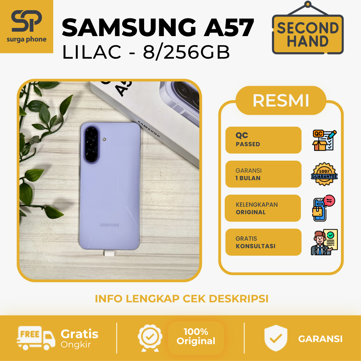 Samsung A57 5G LILAC 8/256GB EX RESMI